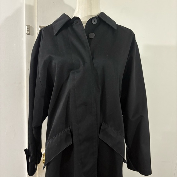 Vintage Braefair Women’s Sz 5/6 Button Down Trench Coat Black Waterproof - Picture 2 of 16